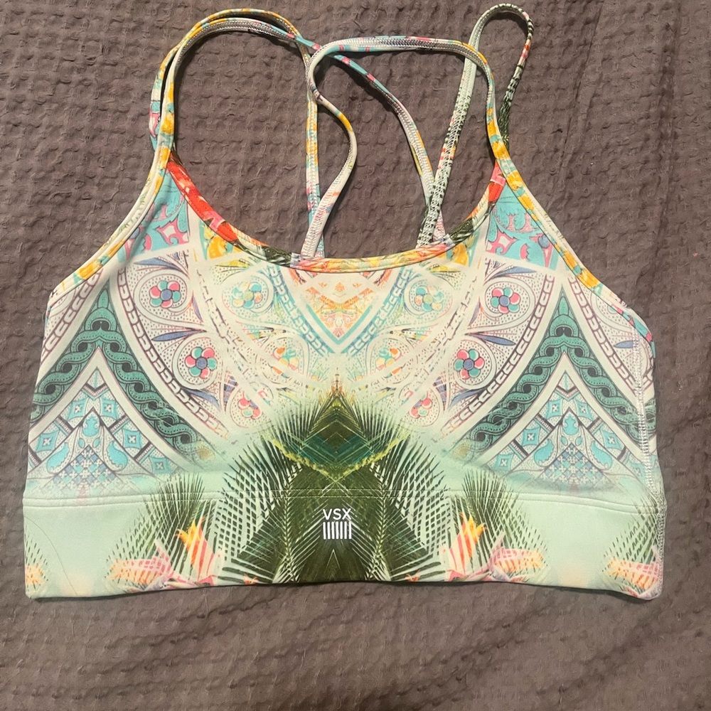 Victoria's Secret Patterned Sports Bra - Green and Orange